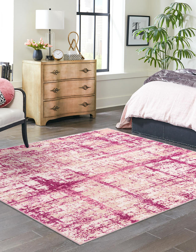 Pink 7' 10 x 7' 10 Jill Zarin Uptown Square Area Rug 70% Polypropylene & 30% Polyester  Contemporary Carpet for Living, Dining, Office, Bedroom for Sale at Rug Engine