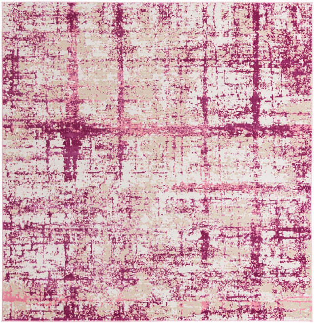 Pink 7' 10 x 7' 10 Jill Zarin Uptown Square Area Rug 70% Polypropylene & 30% Polyester  Contemporary Carpet for Living, Dining, Office, Bedroom for Sale at Rug Engine
