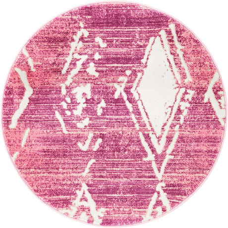 Pink 3' 1 x 3' 1 Jill Zarin Uptown Round Area Rug 70% Polypropylene & 30% Polyester  Contemporary Carpet for Living, Dining, Office, Bedroom for Sale at Rug Engine
