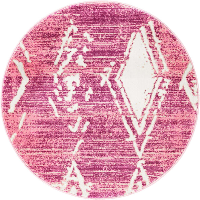 Pink 3' 1 x 3' 1 Jill Zarin Uptown Round Area Rug 70% Polypropylene & 30% Polyester  Contemporary Carpet for Living, Dining, Office, Bedroom for Sale at Rug Engine