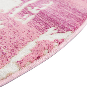 Pink 3' 1 x 3' 1 Jill Zarin Uptown Round Area Rug 70% Polypropylene & 30% Polyester  Contemporary Carpet for Living, Dining, Office, Bedroom for Sale at Rug Engine