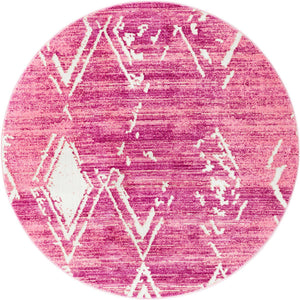 Pink 5' 3 x 5' 3 Jill Zarin Uptown Round Area Rug 70% Polypropylene & 30% Polyester  Contemporary Carpet for Living, Dining, Office, Bedroom for Sale at Rug Engine