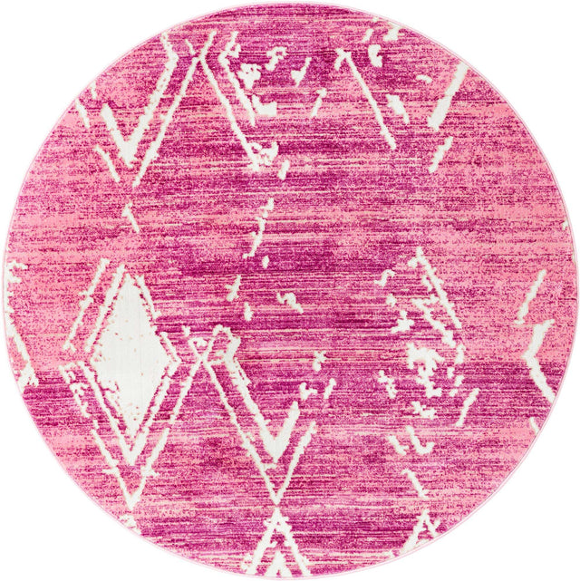 Pink 5' 3 x 5' 3 Jill Zarin Uptown Round Area Rug 70% Polypropylene & 30% Polyester  Contemporary Carpet for Living, Dining, Office, Bedroom for Sale at Rug Engine