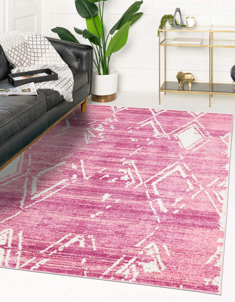 Pink 4' 1 x 6' 1 Jill Zarin Uptown Rectangle Area Rug 70% Polypropylene & 30% Polyester  Contemporary Carpet for Living, Dining, Office, Bedroom for Sale at Rug Engine