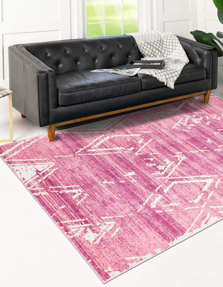 Pink 4' 1 x 6' 1 Jill Zarin Uptown Rectangle Area Rug 70% Polypropylene & 30% Polyester  Contemporary Carpet for Living, Dining, Office, Bedroom for Sale at Rug Engine