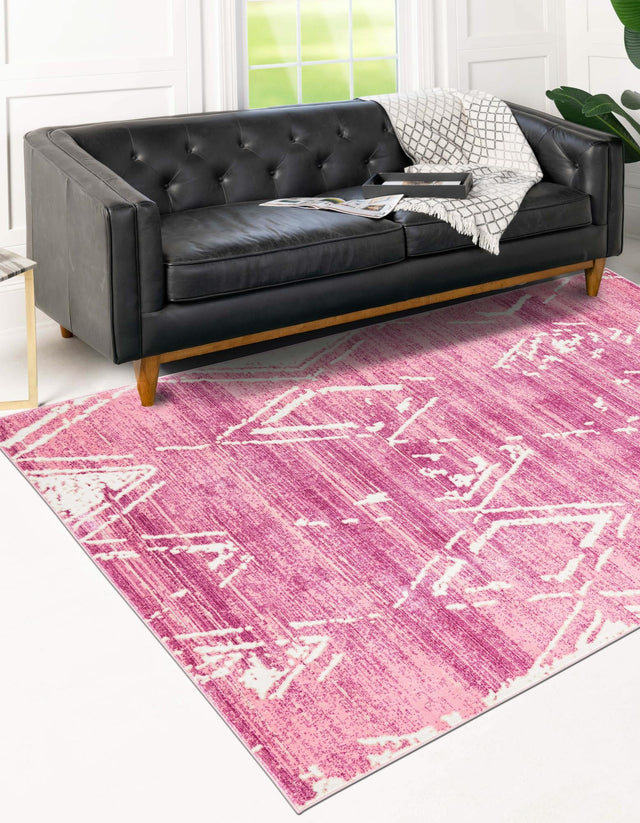 Pink 4' 1 x 6' 1 Jill Zarin Uptown Rectangle Area Rug 70% Polypropylene & 30% Polyester  Contemporary Carpet for Living, Dining, Office, Bedroom for Sale at Rug Engine