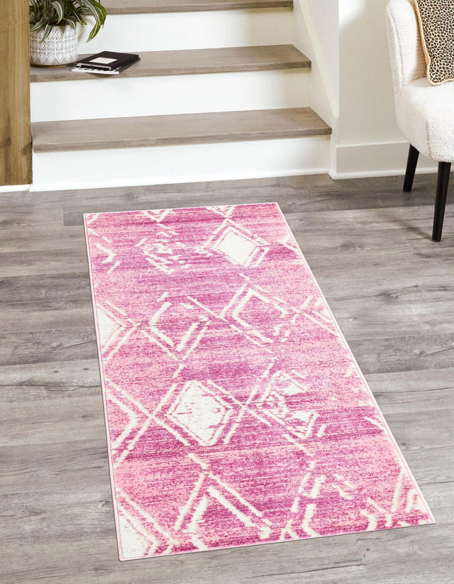 Pink 2' 7 x 8' Jill Zarin Uptown Runner Area Rug 70% Polypropylene & 30% Polyester  Contemporary Carpet for Living, Dining, Office, Bedroom for Sale at Rug Engine