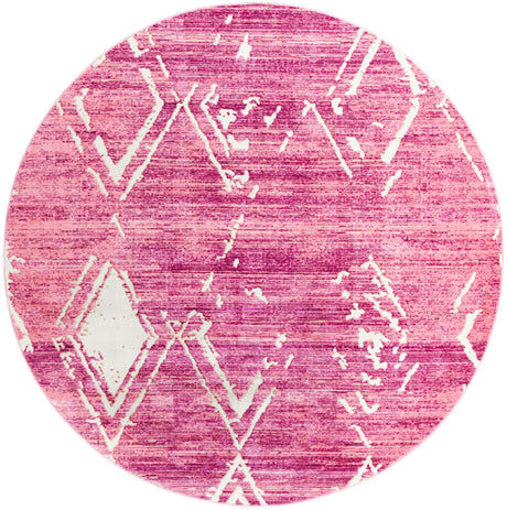 Pink 7' 10 x 7' 10 Jill Zarin Uptown Round Area Rug 70% Polypropylene & 30% Polyester  Contemporary Carpet for Living, Dining, Office, Bedroom for Sale at Rug Engine