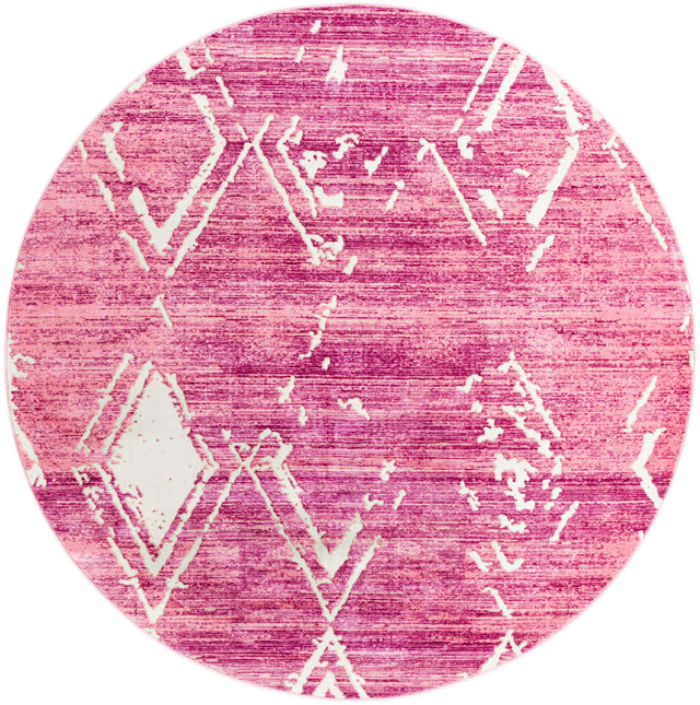 Pink 7' 10 x 7' 10 Jill Zarin Uptown Round Area Rug 70% Polypropylene & 30% Polyester  Contemporary Carpet for Living, Dining, Office, Bedroom for Sale at Rug Engine