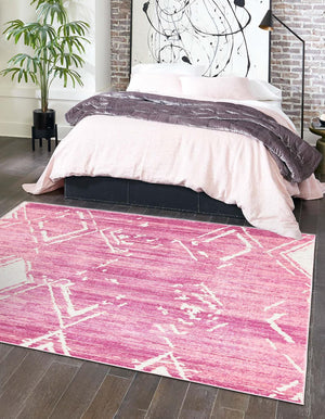 Pink 7' 10 x 7' 10 Jill Zarin Uptown Square Area Rug 70% Polypropylene & 30% Polyester  Contemporary Carpet for Living, Dining, Office, Bedroom for Sale at Rug Engine