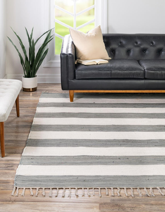 Gray 5' 1 x 5' 1 Chindi Rag Square Area Rug 100% Cotton All Natural Eco-Friendly Carpet Mat Decor for Homes for Sale at Rug Engine