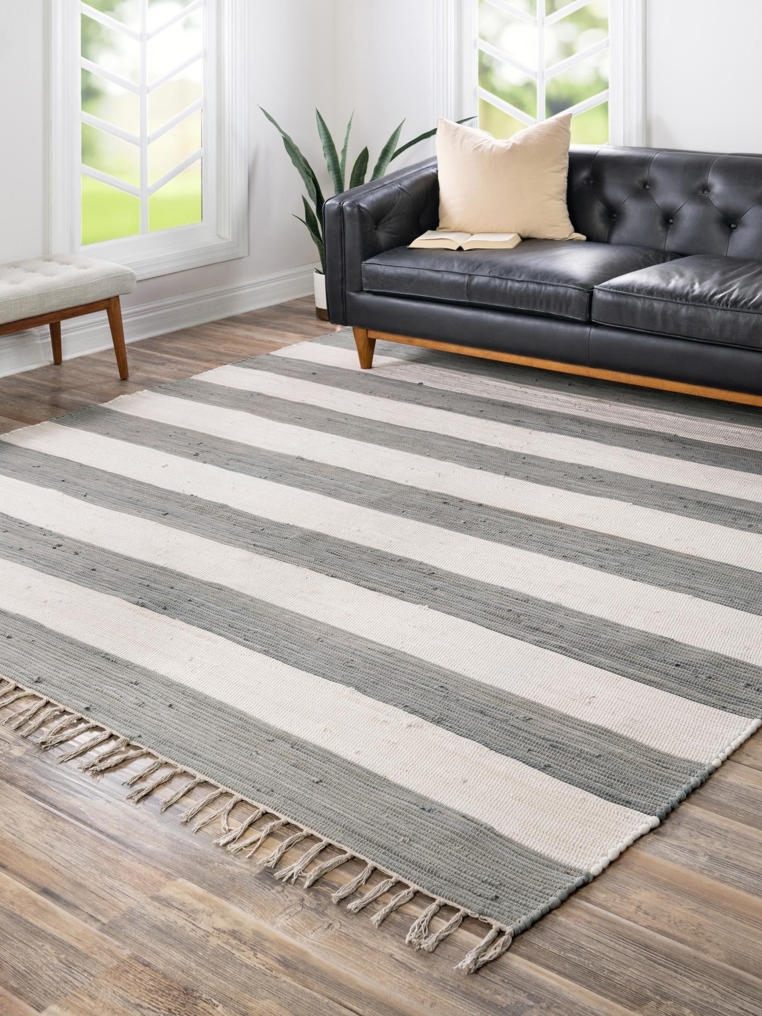 Gray 10' x 10' Chindi Rag Square Area Rug 100% Cotton All Natural Eco-Friendly Carpet Mat Decor for Homes for Sale at Rug Engine