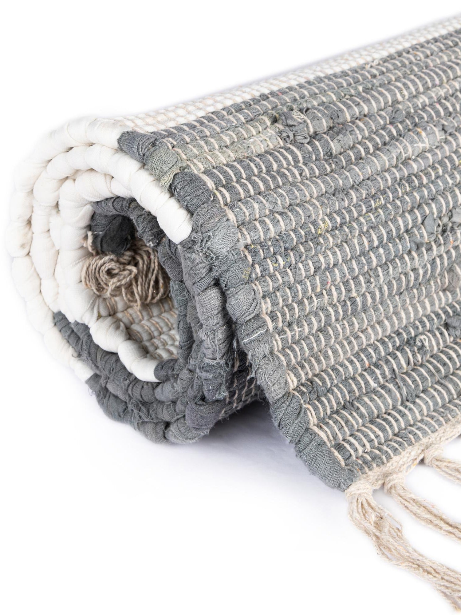 Gray 7' 10 x 7' 10 Chindi Rag Square Area Rug 100% Cotton All Natural Eco-Friendly Carpet Mat Decor for Homes for Sale at Rug Engine