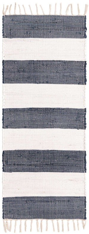 Navy Blue 2' x 5' 1 Chindi Rag Runner Area Rug 100% Cotton All Natural Eco-Friendly Carpet Mat Decor for Homes for Sale at Rug Engine