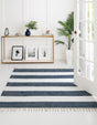 Navy Blue 5' 1 x 5' 1 Chindi Rag Square Area Rug 100% Cotton All Natural Eco-Friendly Carpet Mat Decor for Homes for Sale at Rug Engine