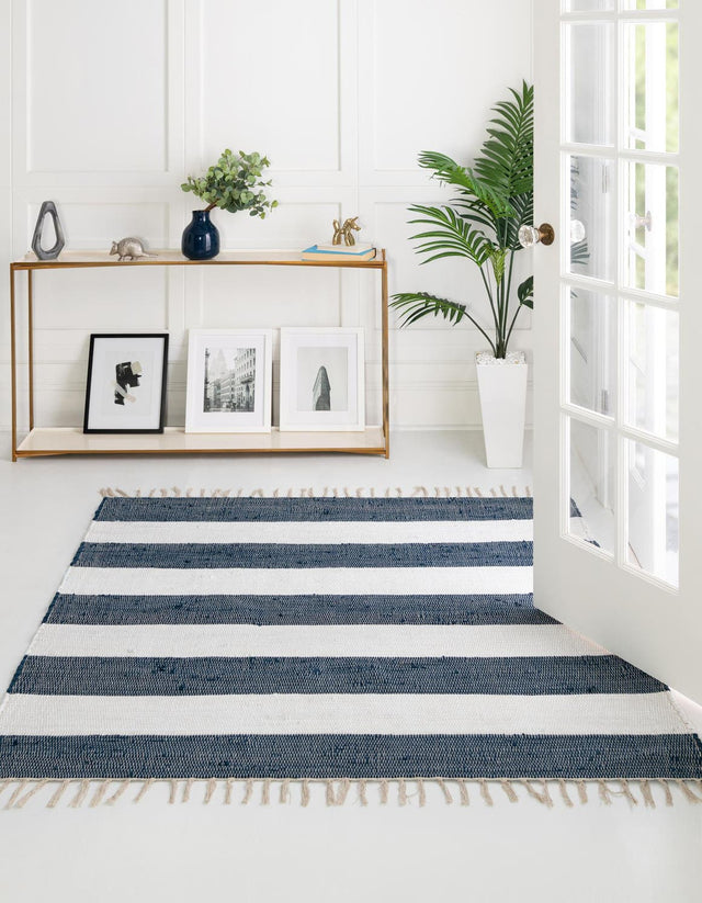 Navy Blue 10' x 10' Chindi Rag Square Area Rug 100% Cotton All Natural Eco-Friendly Carpet Mat Decor for Homes for Sale at Rug Engine