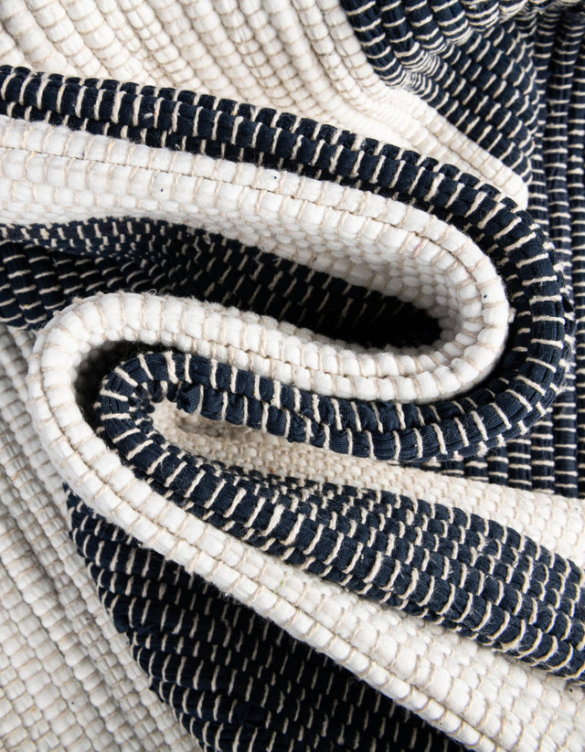 Navy Blue 5' 1 x 5' 1 Chindi Rag Square Area Rug 100% Cotton All Natural Eco-Friendly Carpet Mat Decor for Homes for Sale at Rug Engine