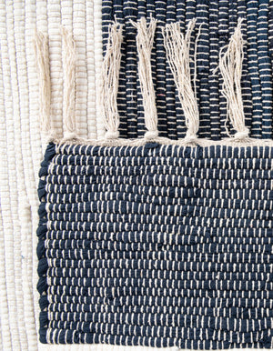 Navy Blue 5' 1 x 5' 1 Chindi Rag Square Area Rug 100% Cotton All Natural Eco-Friendly Carpet Mat Decor for Homes for Sale at Rug Engine