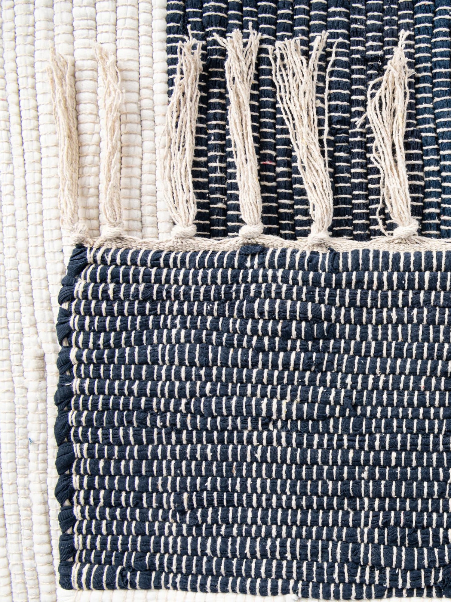 Navy Blue 10' x 10' Chindi Rag Square Area Rug 100% Cotton All Natural Eco-Friendly Carpet Mat Decor for Homes for Sale at Rug Engine
