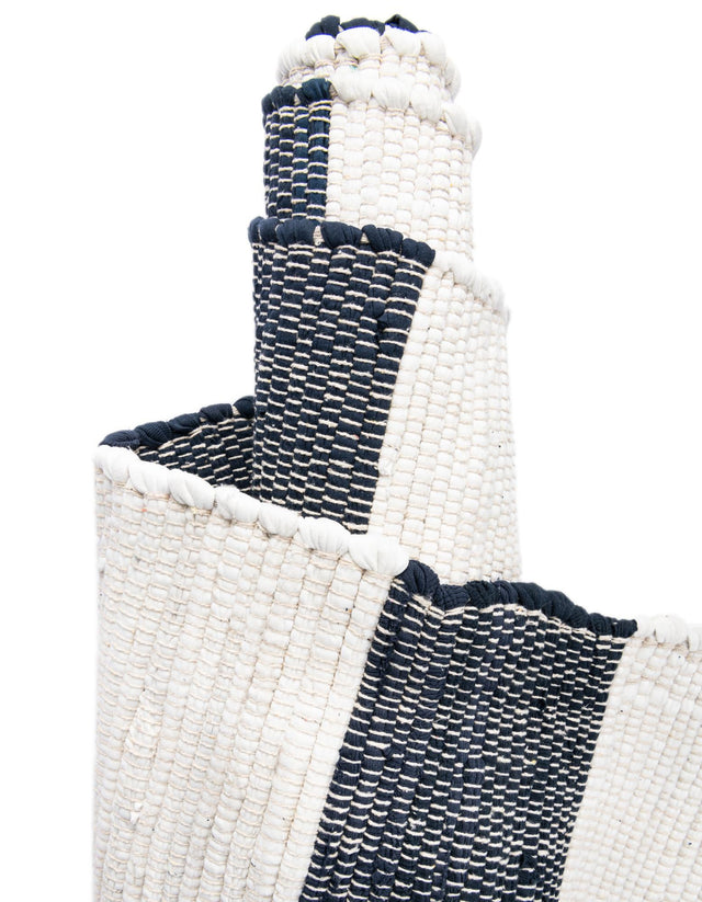 Navy Blue 7' 10 x 7' 10 Chindi Rag Square Area Rug 100% Cotton All Natural Eco-Friendly Carpet Mat Decor for Homes for Sale at Rug Engine