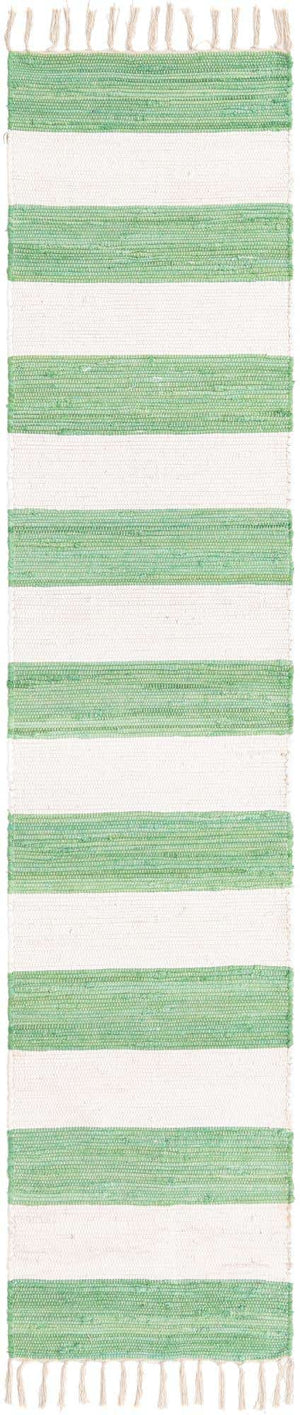 Green and Ivory 2' 2 x 10' Chindi Rag Runner Area Rug 100% Cotton All Natural Eco-Friendly Carpet Mat Decor for Homes for Sale at Rug Engine