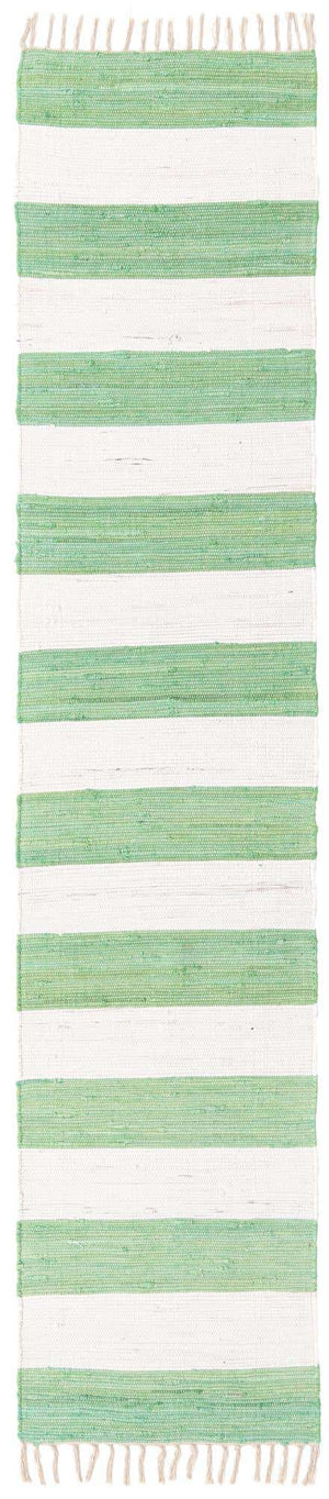 Green and Ivory 2' 7 x 12' Chindi Rag Runner Area Rug 100% Cotton All Natural Eco-Friendly Carpet Mat Decor for Homes for Sale at Rug Engine