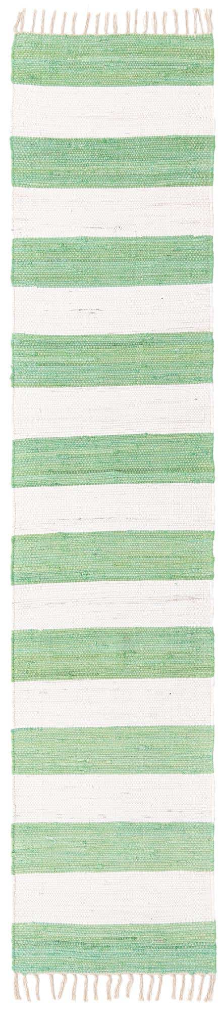 Green and Ivory 2' 7 x 12' Chindi Rag Runner Area Rug 100% Cotton All Natural Eco-Friendly Carpet Mat Decor for Homes for Sale at Rug Engine