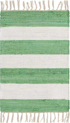 Green and Ivory 2' 2 x 3' 1 Chindi Rag Rectangle Area Rug 100% Cotton All Natural Eco-Friendly Carpet Mat Decor for Homes for Sale at Rug Engine