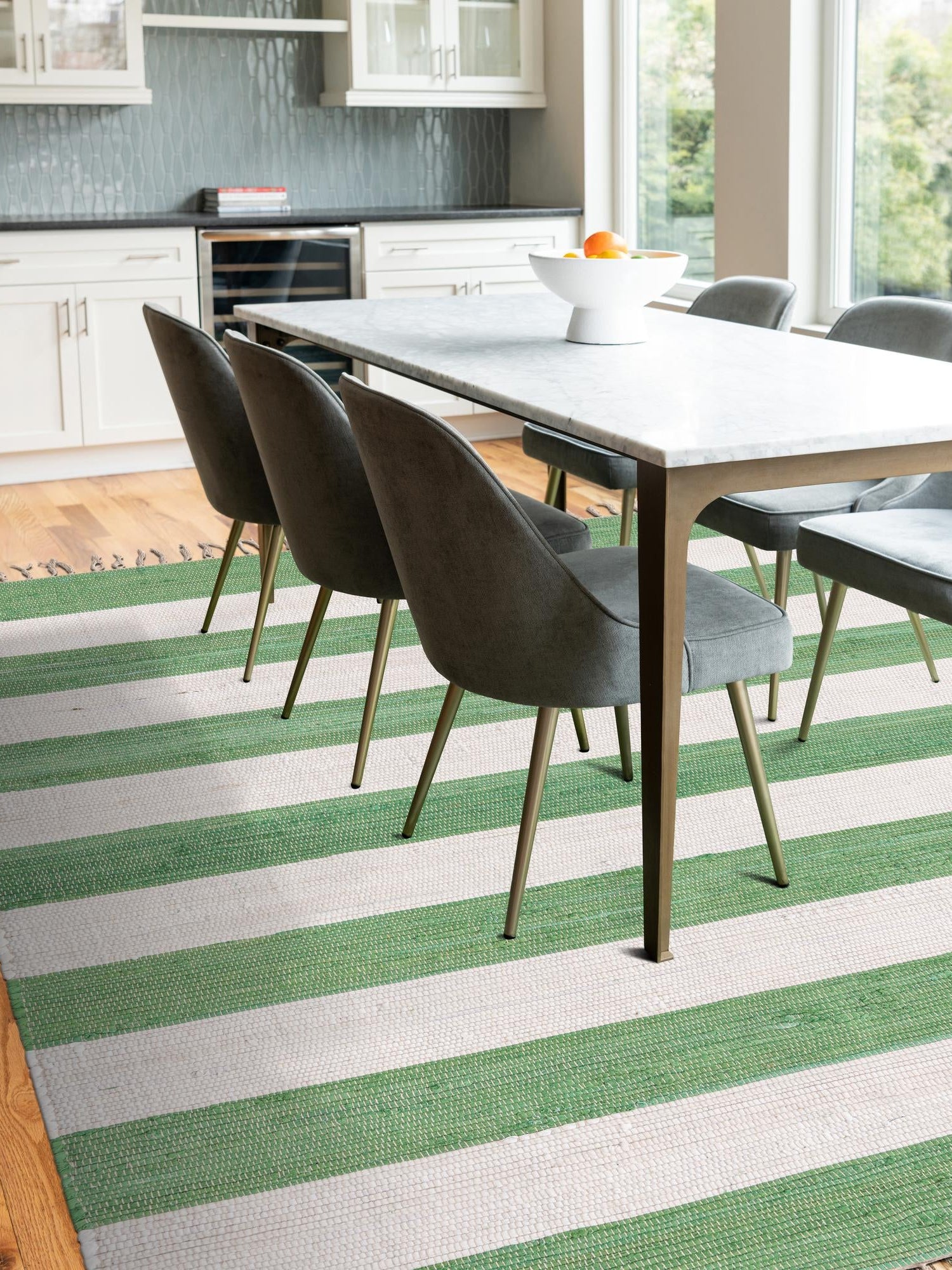 Green and Ivory 4' 1 x 6' 1 Chindi Rag Rectangle Area Rug 100% Cotton All Natural Eco-Friendly Carpet Mat Decor for Homes for Sale at Rug Engine