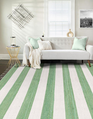 Green and Ivory 2' 2 x 3' 1 Chindi Rag Rectangle Area Rug 100% Cotton All Natural Eco-Friendly Carpet Mat Decor for Homes for Sale at Rug Engine