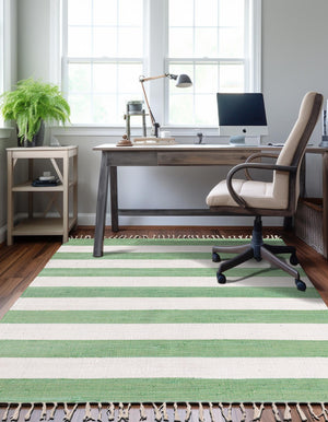 Green and Ivory 10' x 14' 1 Chindi Rag Rectangle Area Rug 100% Cotton All Natural Eco-Friendly Carpet Mat Decor for Homes for Sale at Rug Engine