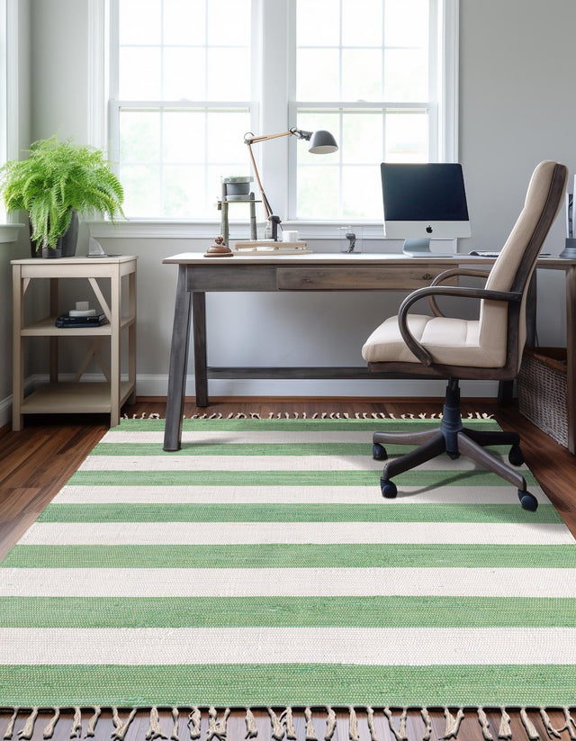 Green and Ivory 10' x 14' 1 Chindi Rag Rectangle Area Rug 100% Cotton All Natural Eco-Friendly Carpet Mat Decor for Homes for Sale at Rug Engine