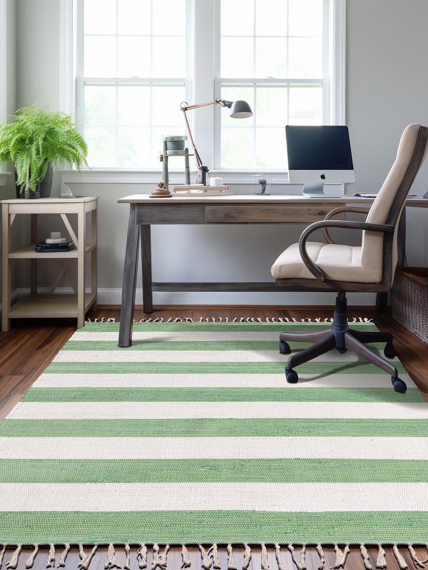 Green and Ivory 9' x 12' Chindi Rag Rectangle Area Rug 100% Cotton All Natural Eco-Friendly Carpet Mat Decor for Homes for Sale at Rug Engine