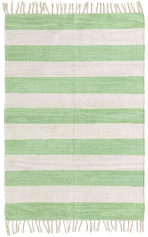 Green and Ivory 4' 1 x 6' 1 Chindi Rag Rectangle Area Rug 100% Cotton All Natural Eco-Friendly Carpet Mat Decor for Homes for Sale at Rug Engine