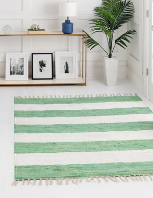 Green and Ivory 7' 10 x 7' 10 Chindi Rag Square Area Rug 100% Cotton All Natural Eco-Friendly Carpet Mat Decor for Homes for Sale at Rug Engine