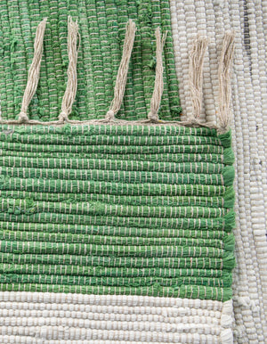Green and Ivory 5' 1 x 5' 1 Chindi Rag Square Area Rug 100% Cotton All Natural Eco-Friendly Carpet Mat Decor for Homes for Sale at Rug Engine