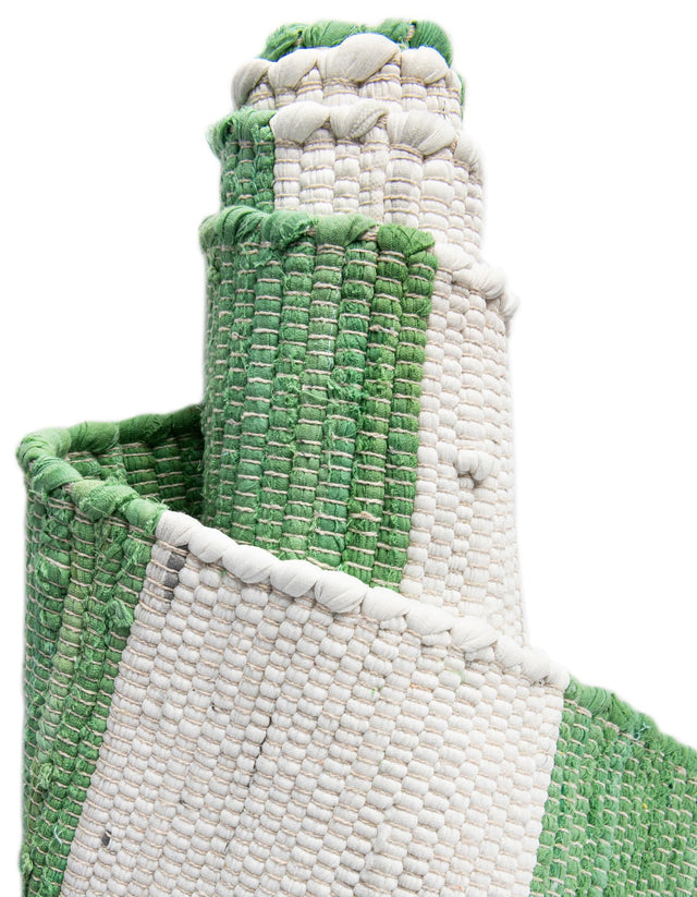 Green and Ivory 5' 1 x 5' 1 Chindi Rag Square Area Rug 100% Cotton All Natural Eco-Friendly Carpet Mat Decor for Homes for Sale at Rug Engine