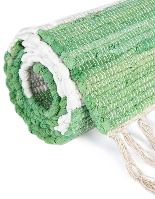 Green and Ivory 7' 10 x 7' 10 Chindi Rag Square Area Rug 100% Cotton All Natural Eco-Friendly Carpet Mat Decor for Homes for Sale at Rug Engine