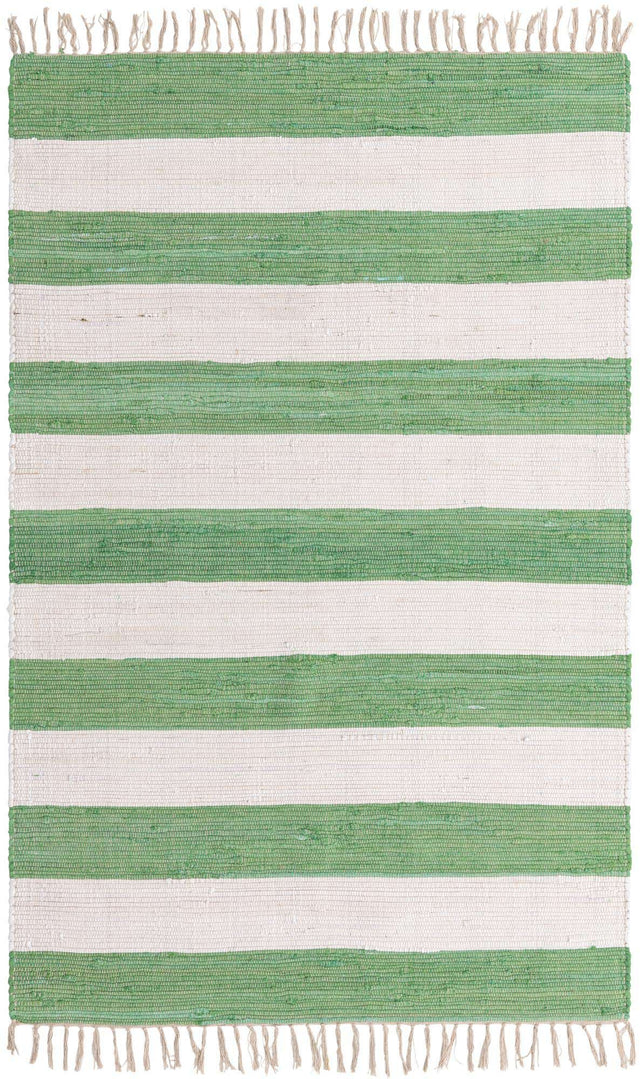Green and Ivory 5' 1 x 8' Chindi Rag Rectangle Area Rug 100% Cotton All Natural Eco-Friendly Carpet Mat Decor for Homes for Sale at Rug Engine
