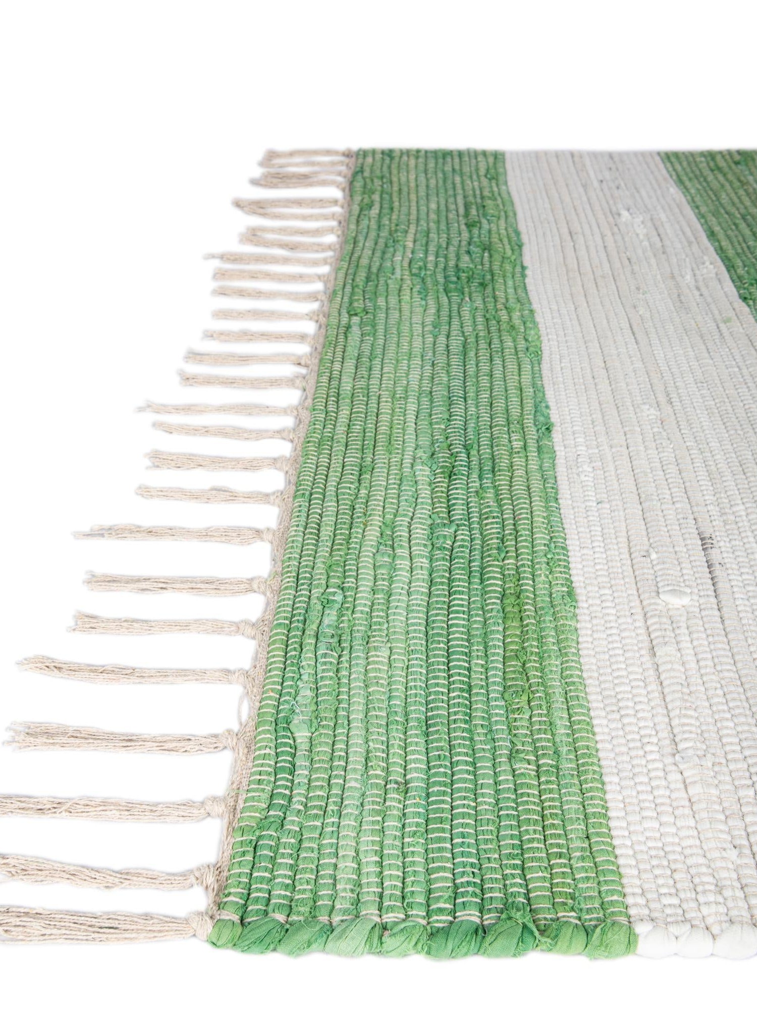 Green and Ivory 2' 2 x 10' Chindi Rag Runner Area Rug 100% Cotton All Natural Eco-Friendly Carpet Mat Decor for Homes for Sale at Rug Engine