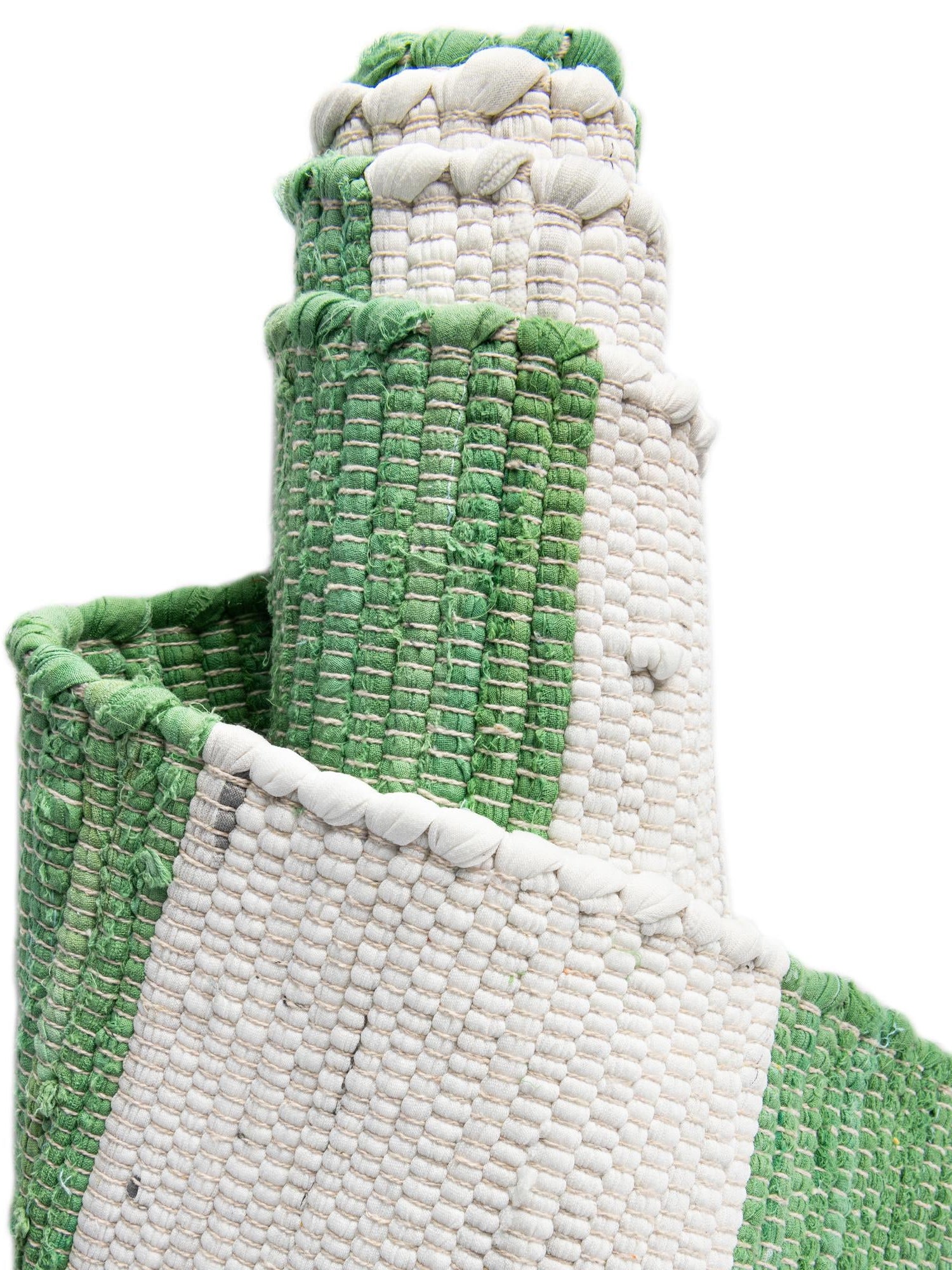 Green and Ivory 2' 2 x 8' Chindi Rag Runner Area Rug 100% Cotton All Natural Eco-Friendly Carpet Mat Decor for Homes for Sale at Rug Engine