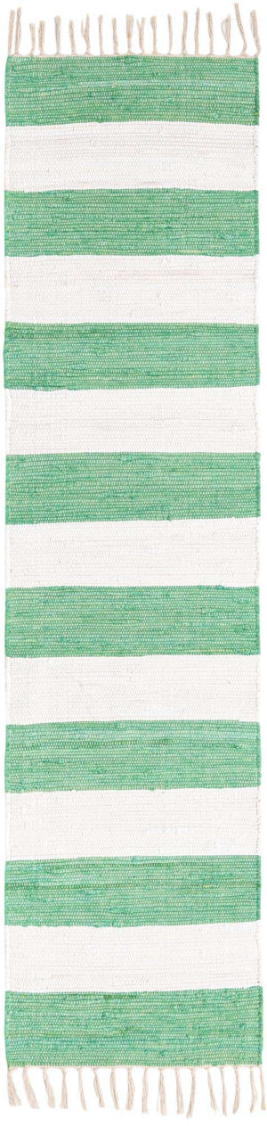 Green and Ivory 2' 2 x 8' Chindi Rag Runner Area Rug 100% Cotton All Natural Eco-Friendly Carpet Mat Decor for Homes for Sale at Rug Engine