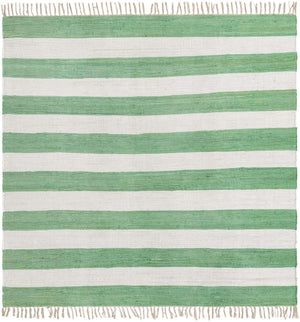Green and Ivory 7' 10 x 7' 10 Chindi Rag Square Area Rug 100% Cotton All Natural Eco-Friendly Carpet Mat Decor for Homes for Sale at Rug Engine
