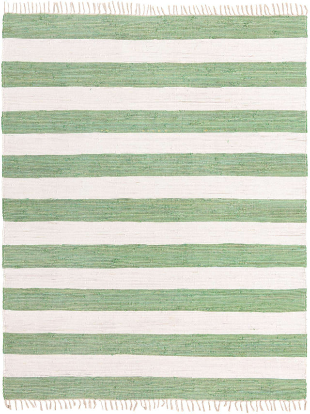 Green and Ivory 7' 10 x 10' Chindi Rag Rectangle Area Rug 100% Cotton All Natural Eco-Friendly Carpet Mat Decor for Homes for Sale at Rug Engine