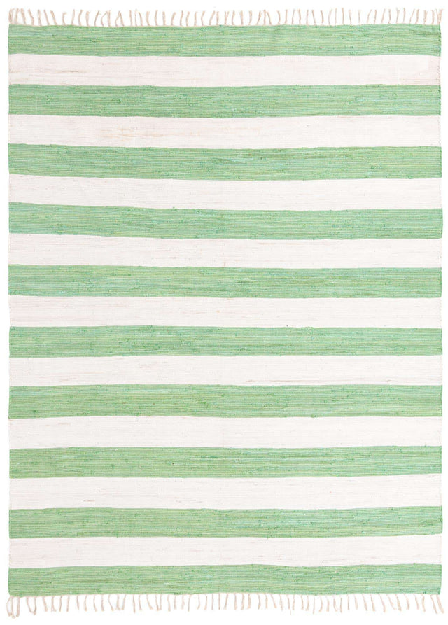 Green and Ivory 9' x 12' Chindi Rag Rectangle Area Rug 100% Cotton All Natural Eco-Friendly Carpet Mat Decor for Homes for Sale at Rug Engine