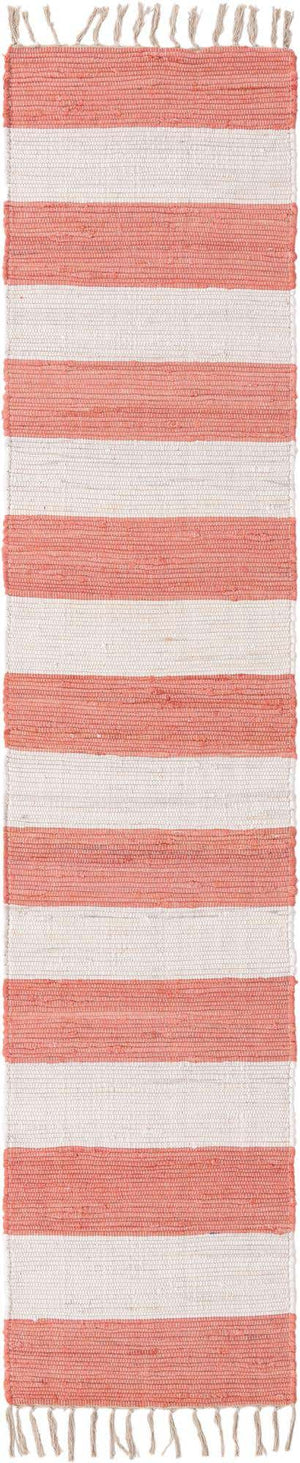Coral and Ivory 2' 2 x 10' Chindi Rag Runner Area Rug 100% Cotton All Natural Eco-Friendly Carpet Mat Decor for Homes for Sale at Rug Engine
