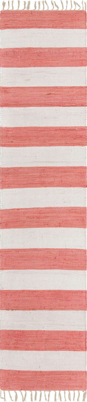 Coral and Ivory 2' 7 x 12' Chindi Rag Runner Area Rug 100% Cotton All Natural Eco-Friendly Carpet Mat Decor for Homes for Sale at Rug Engine