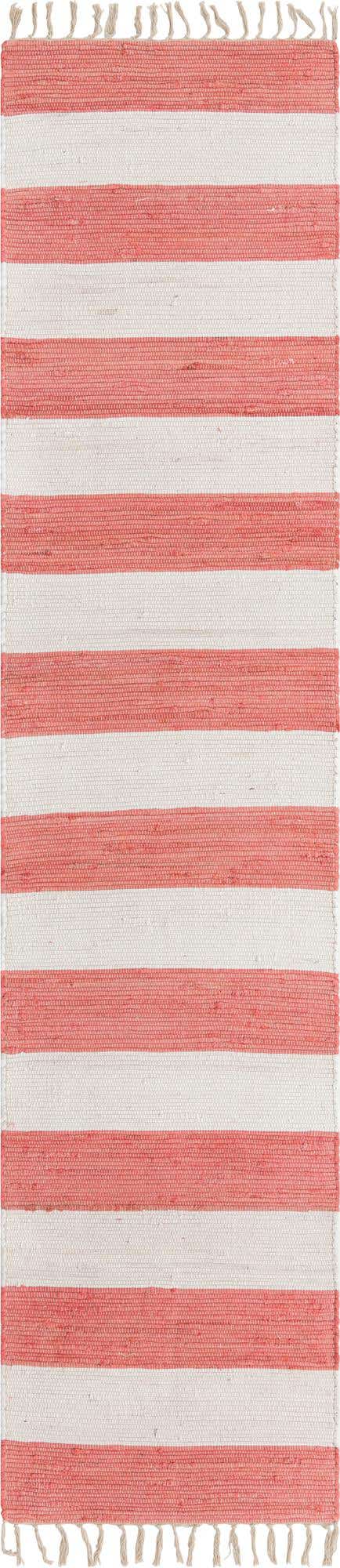 Coral and Ivory 2' 7 x 12' Chindi Rag Runner Area Rug 100% Cotton All Natural Eco-Friendly Carpet Mat Decor for Homes for Sale at Rug Engine