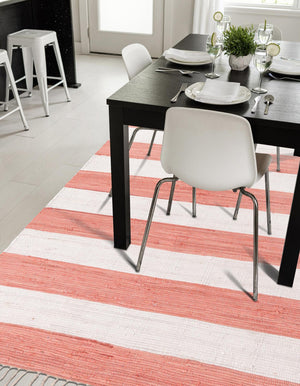 Coral and Ivory 7' 10 x 10' Chindi Rag Rectangle Area Rug 100% Cotton All Natural Eco-Friendly Carpet Mat Decor for Homes for Sale at Rug Engine