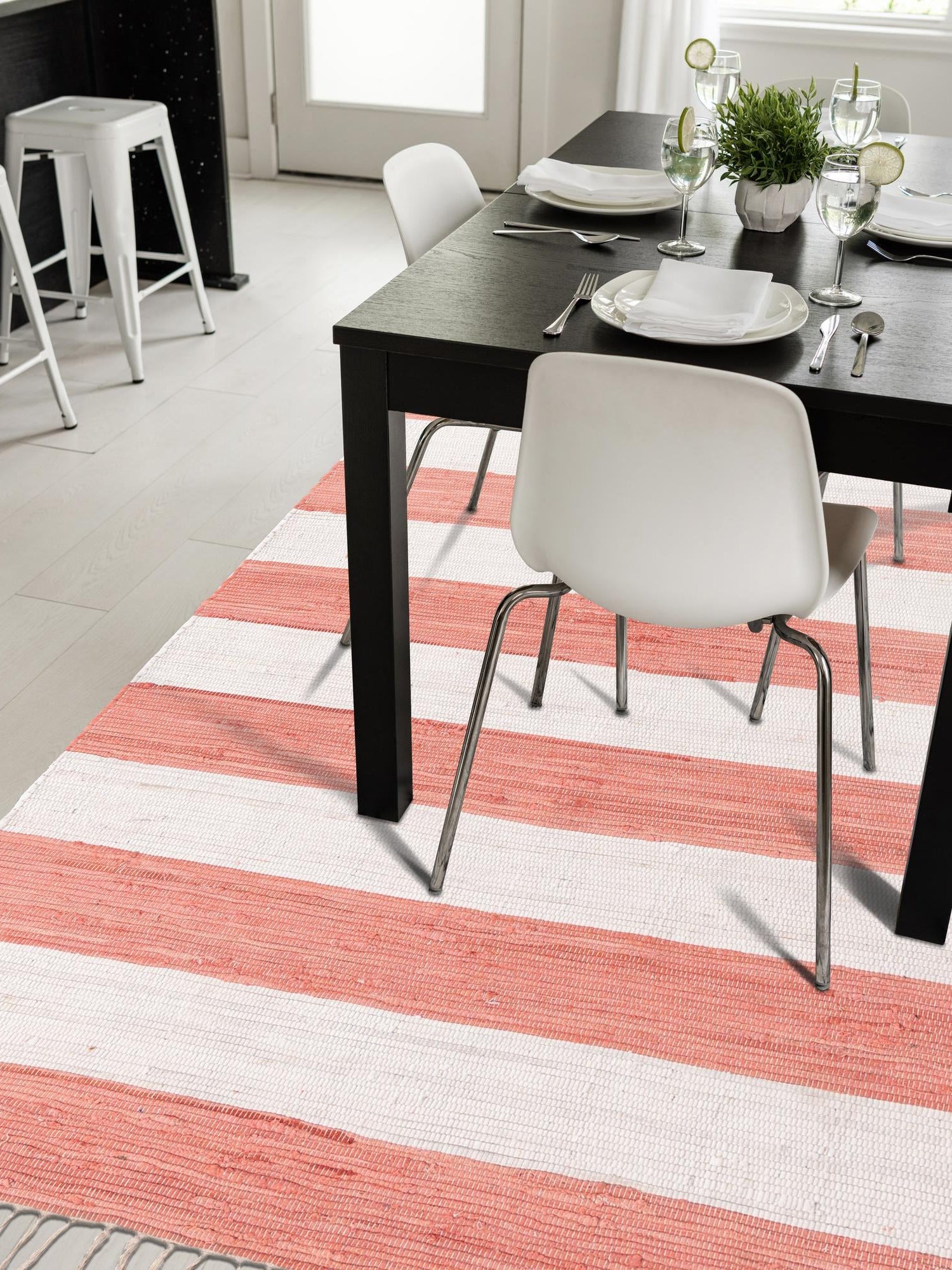 Coral and Ivory 6' 1 x 9' Chindi Rag Rectangle Area Rug 100% Cotton All Natural Eco-Friendly Carpet Mat Decor for Homes for Sale at Rug Engine